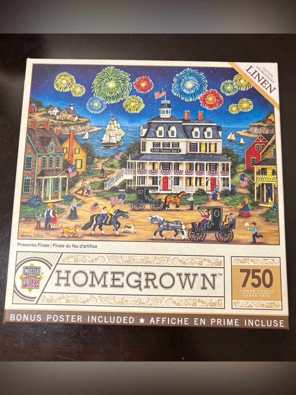 Homegrown 750-Piece Jigsaw Puzzle - Nautical Fireworks Scene (July 4th) LINEN
